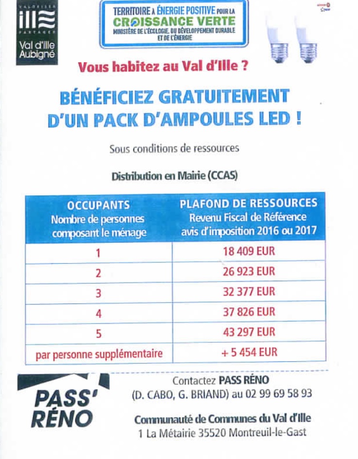 Ampoules LED* pour les habitants de La Mézière