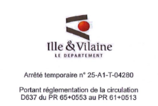 Fermeture de la D637 (La Mézière/Vignoc)