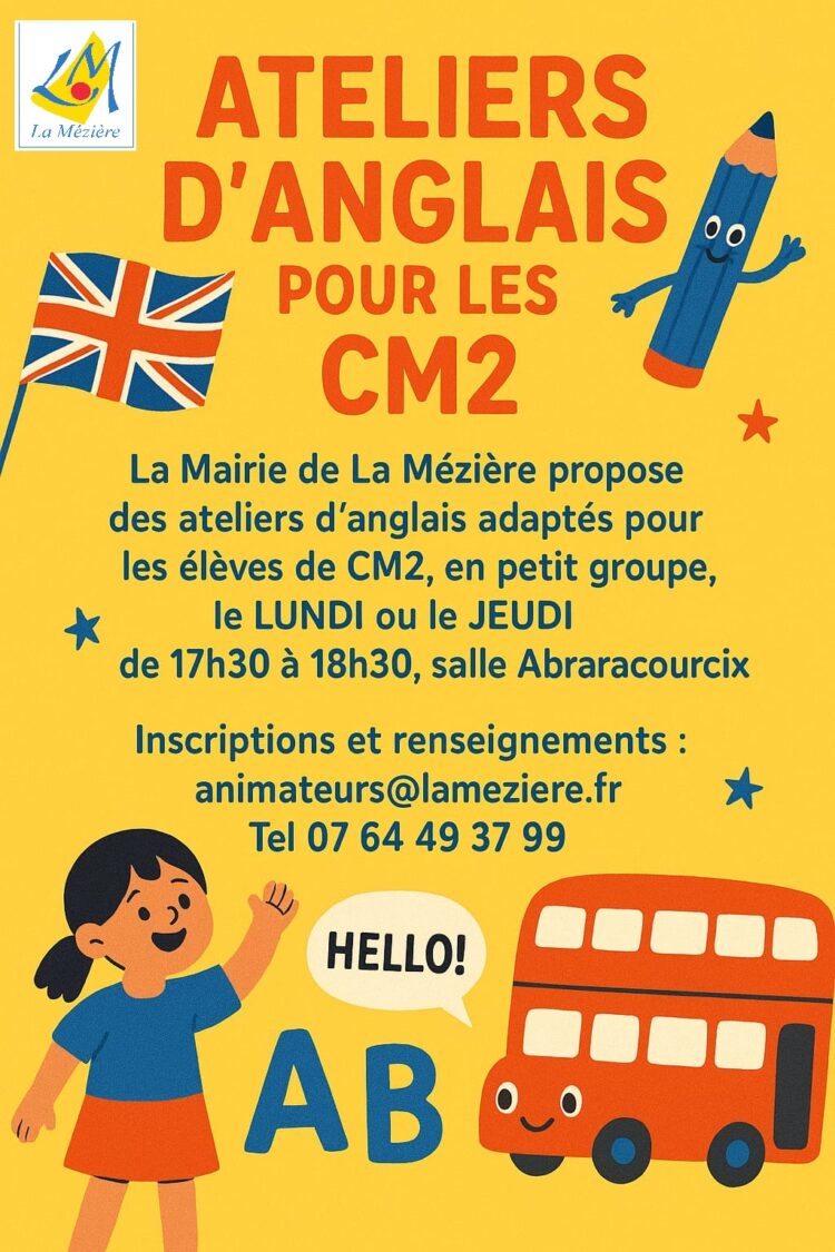 Nouveaux ateliers d&rsquo;Anglais pour les CM2
