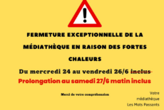 Fermeture exceptionnelle de la Médiathèque