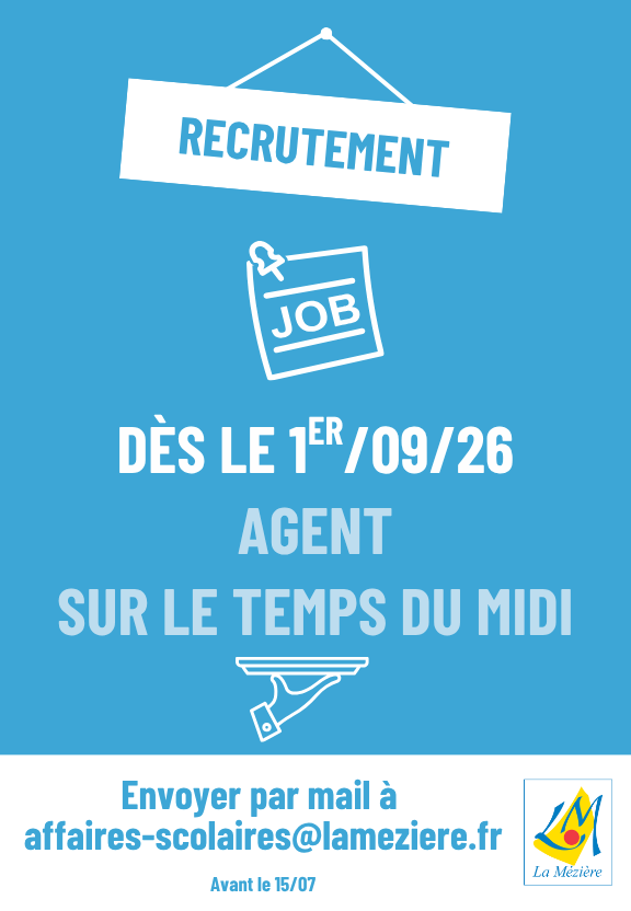 Recrutement d&rsquo;agent pour le temps du midi aux écoles
