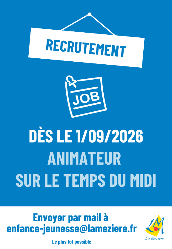 Recrutement actif d&rsquo;animateur pour le temps du midi, sur La Mézière
