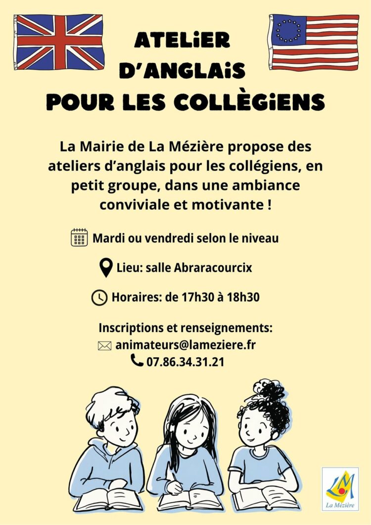 Ateliers d&rsquo;anglais pour les collégiens